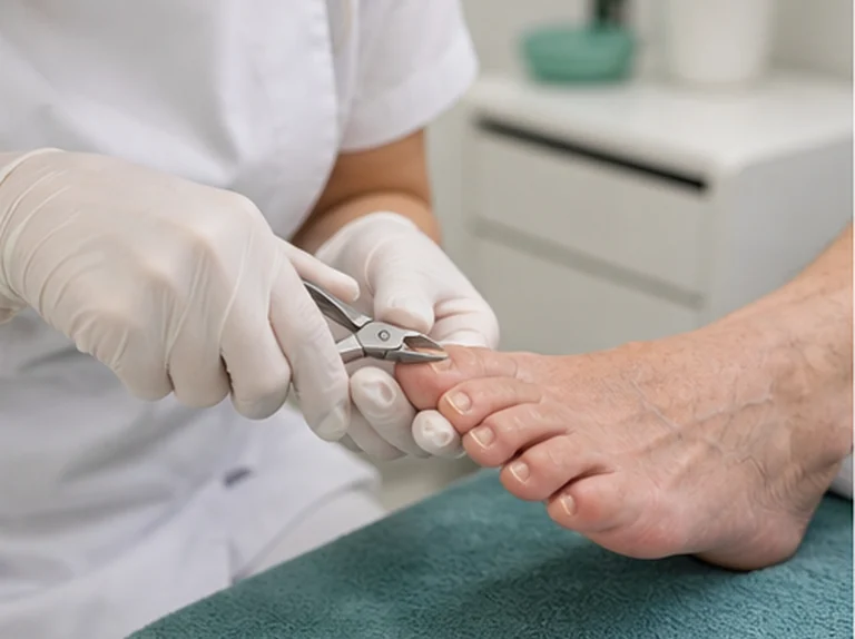 Voorzichtige nagelverzorging tijdens diabetic pedicure