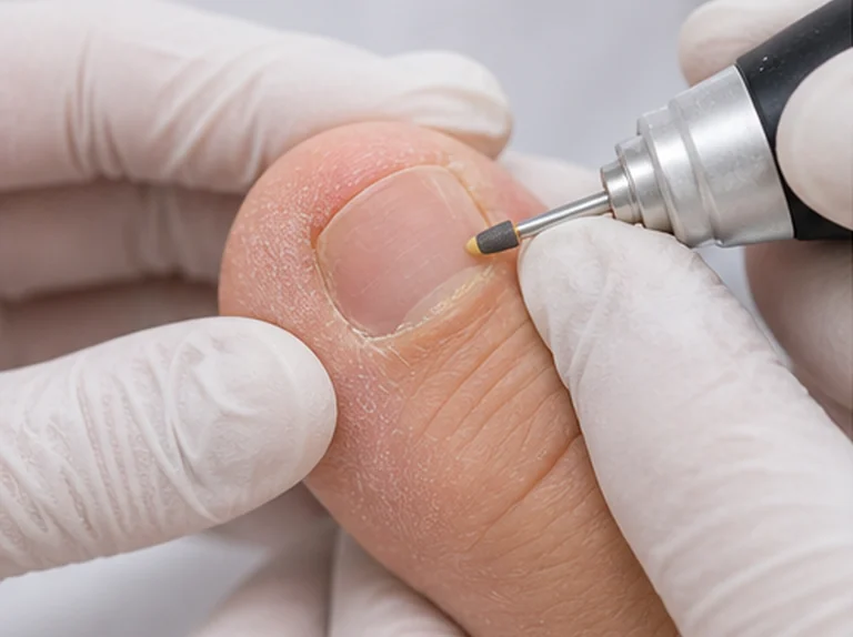 Eelt onder nagel verwijderen door pedicure