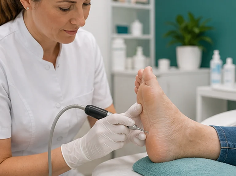 Medische pedicure behandeling in professionele praktijk