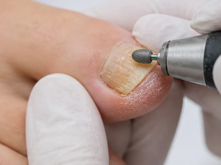 Verdikte schimmelnagel dunner maken bij de pedicure