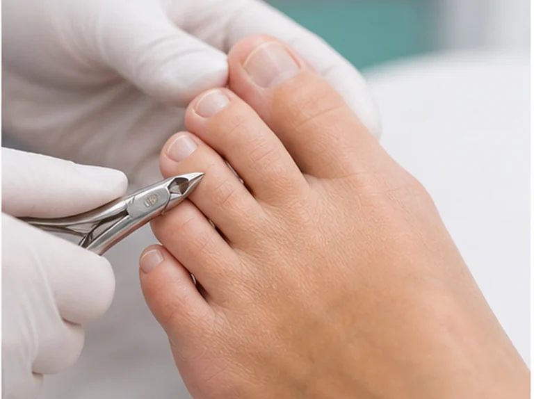 Pedicure knipt en verzorgt teennagels
